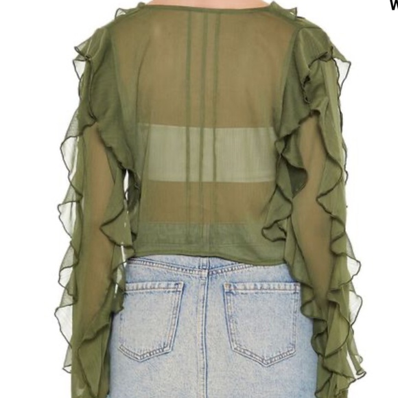 Sheer Chiffon Ruffle Crop Top - Picture 2 of 2